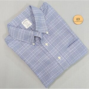 Brooks Brothers Mens Regent Fit 18-37 Blue Glen Plaid Non-Iron Supima Cotton